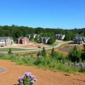 Suburban neighborhood in Chatham County with homes and nature