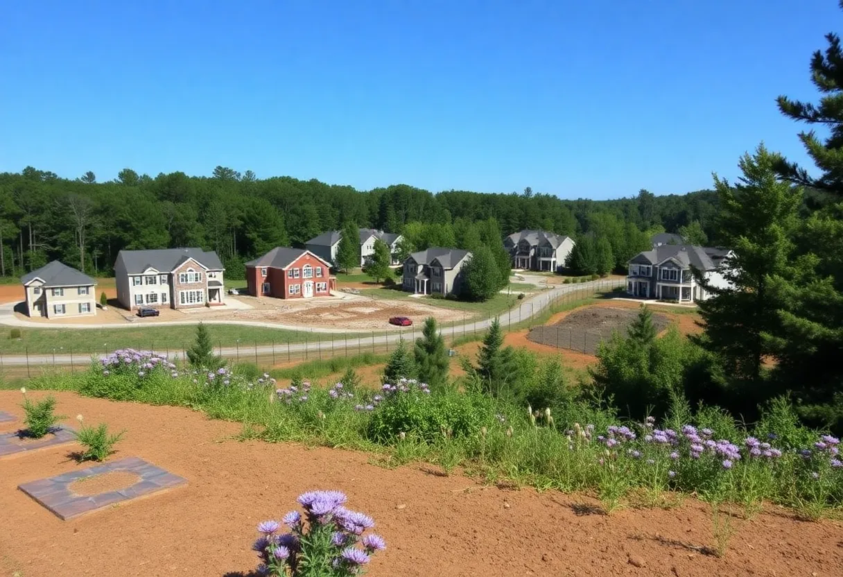 Suburban neighborhood in Chatham County with homes and nature