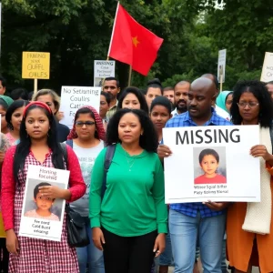 Community gathering in Milwaukee supporting search efforts for a missing child
