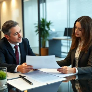 A lawyer advising a client on a personal injury case preparation.