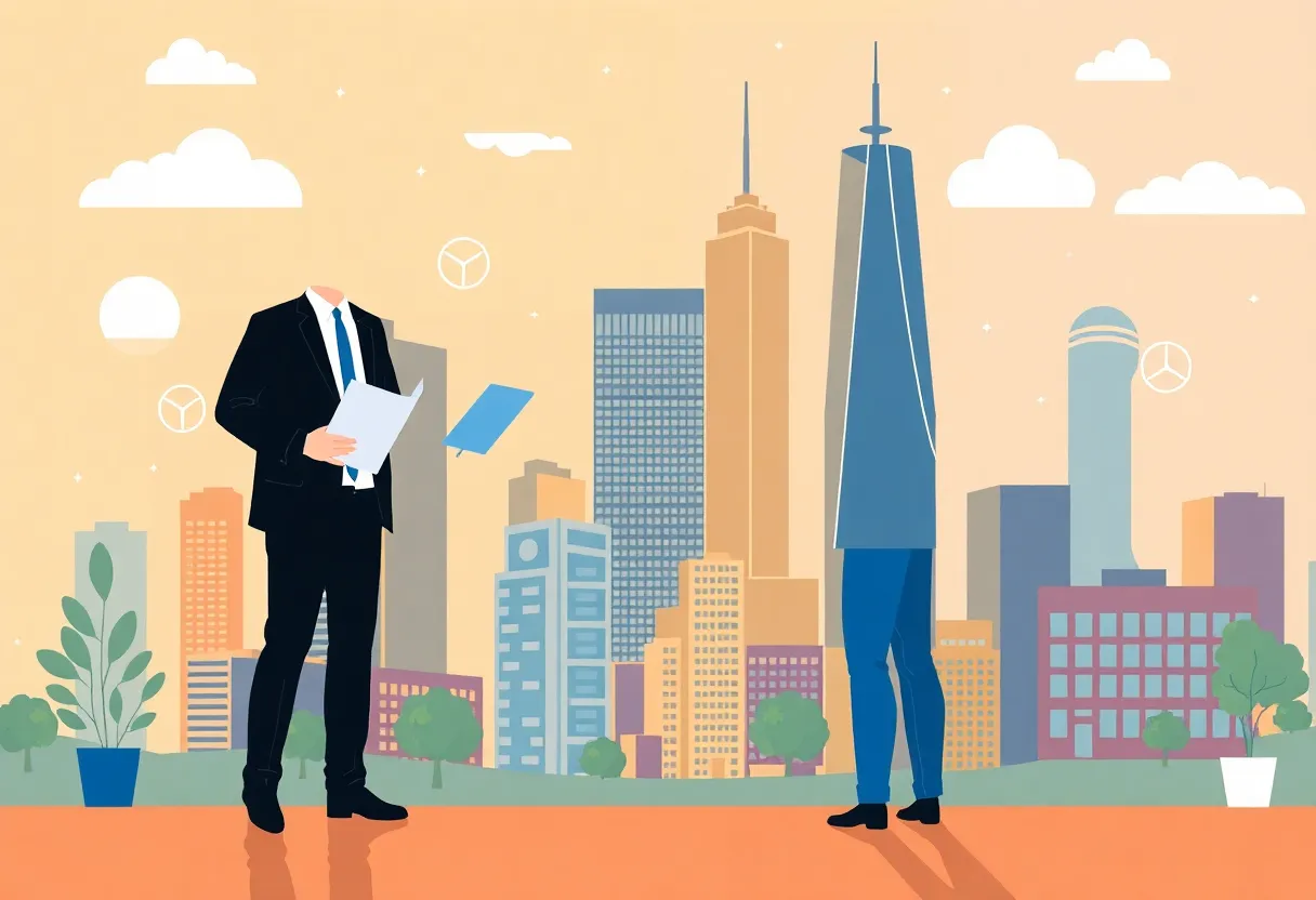 City skyline depicting real estate industry advancements