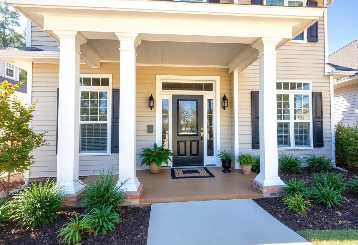 A renovated home with updated landscaping and entryway in Columbia SC.