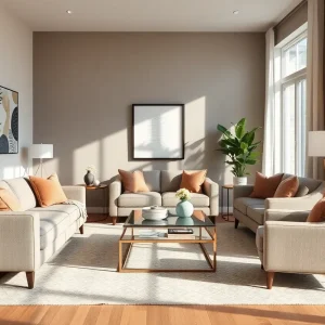 Stylish and modern living room in a Milwaukee home showcasing effective staging.