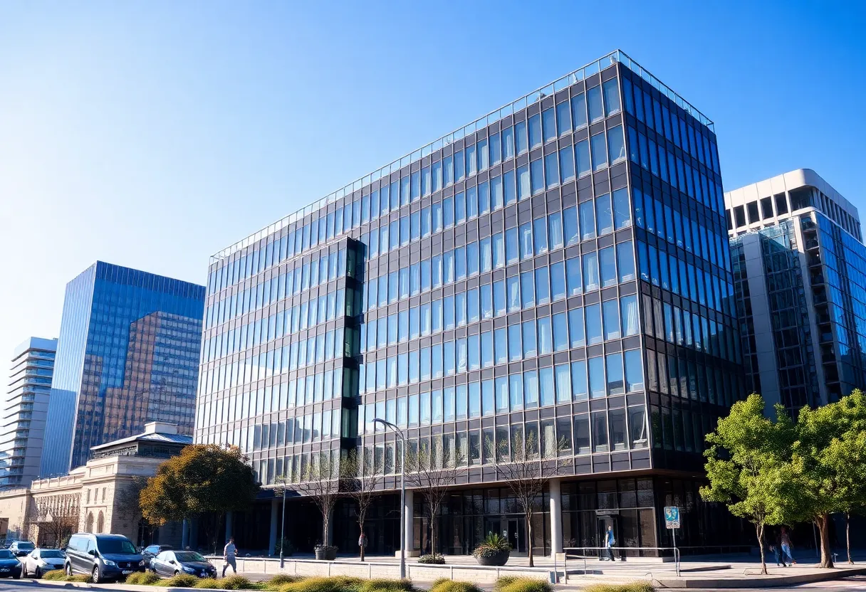 Modern office building in Sydney, Australia, reflecting real estate market dynamics.