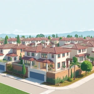 Aerial view of urban housing construction in California