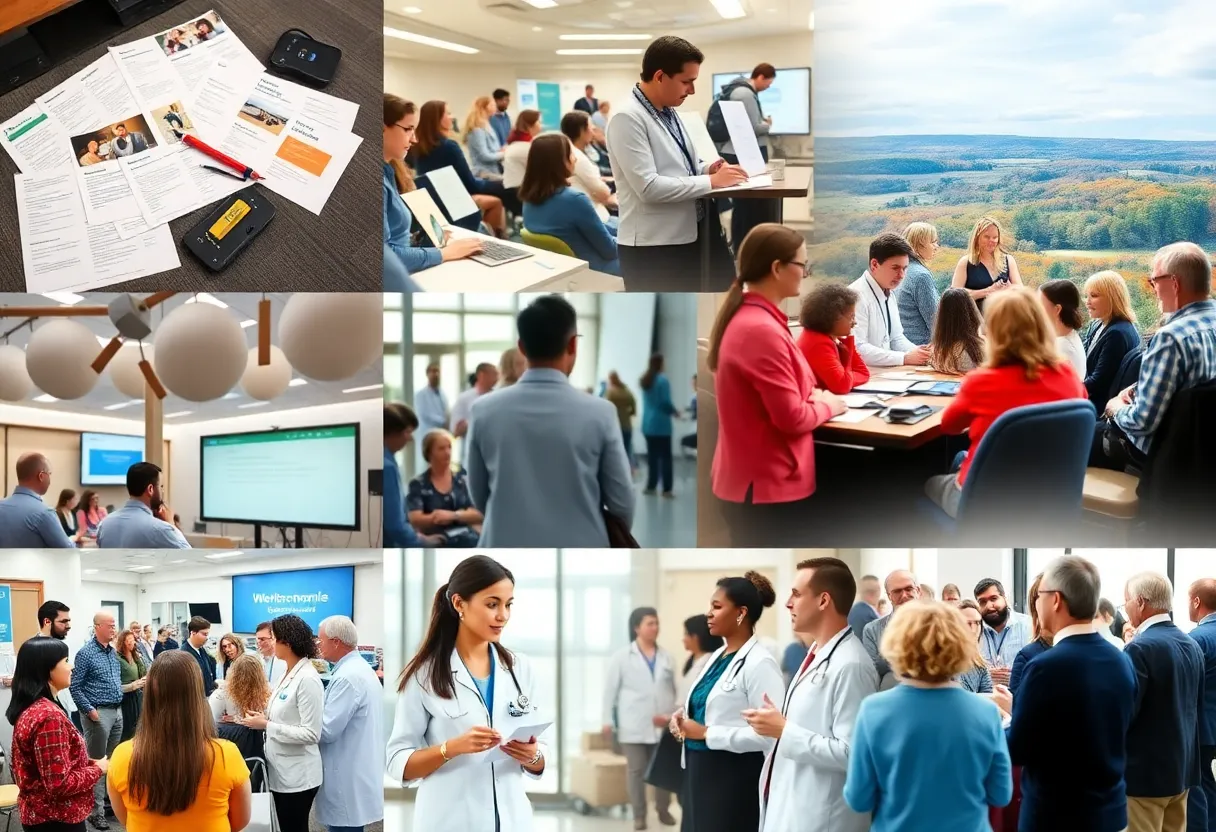Collage of health events in Wisconsin, showcasing workshops and conferences.