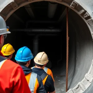 Construction workers in a site wearing safety gear in Bal Harbour, Florida