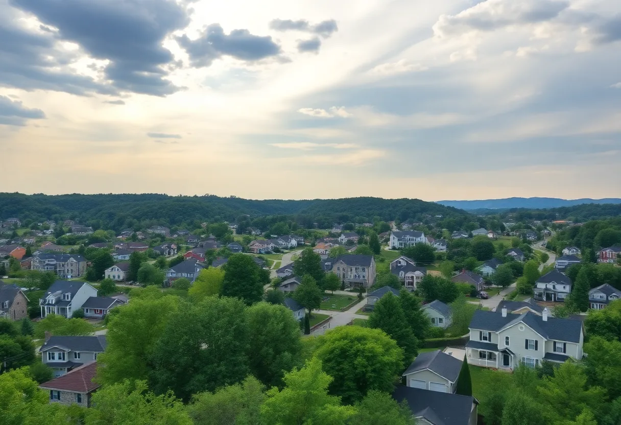 Scenic view of a residential area in Chattanooga with various homes and lush surroundings.
