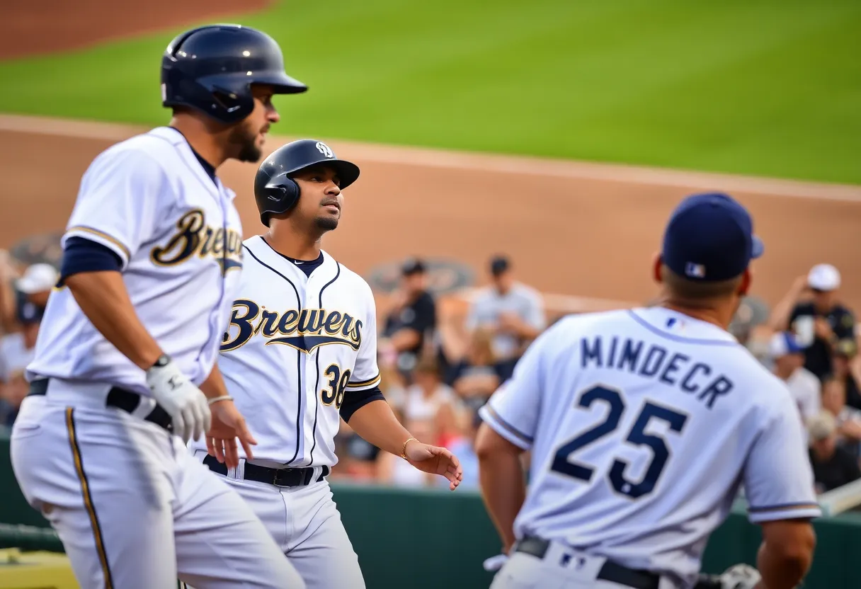 Milwaukee Brewers players in action during a game