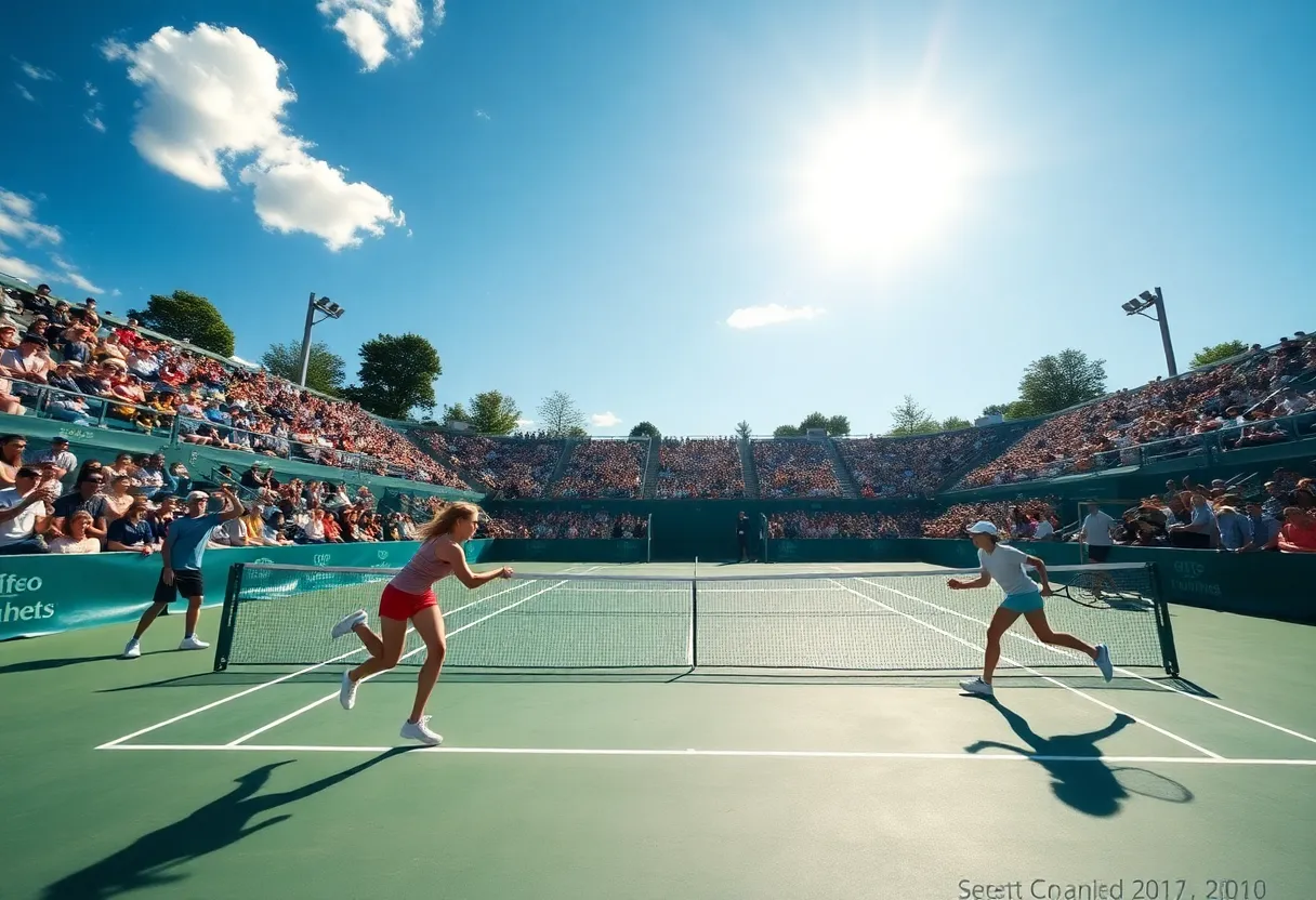 Players in action at a DePaul University tennis match.