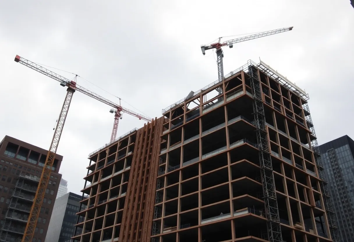 Half-finished Edison building construction site in Milwaukee