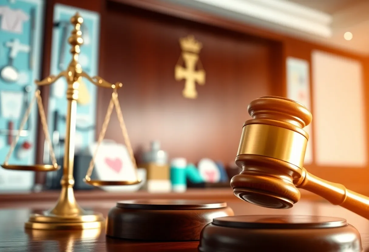 Courtroom scene representing healthcare fraud justice