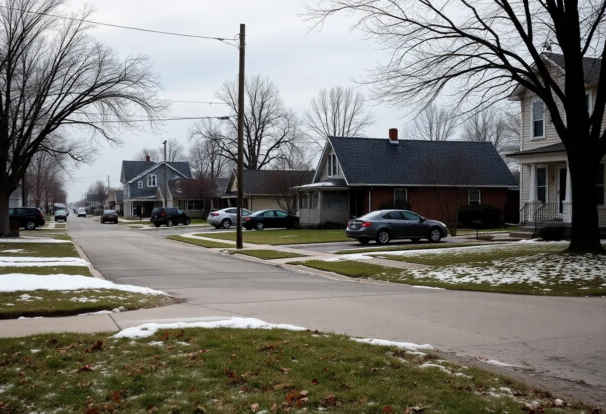 Suburban neighborhood reflecting on the tragedy of a homicide case.