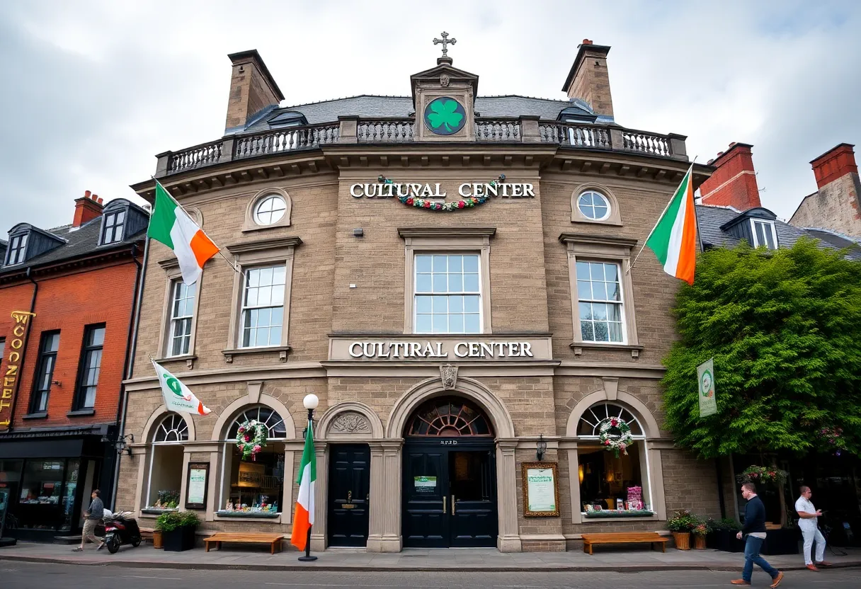 Exterior view of the historic Irish Cultural and Heritage Center in Milwaukee.