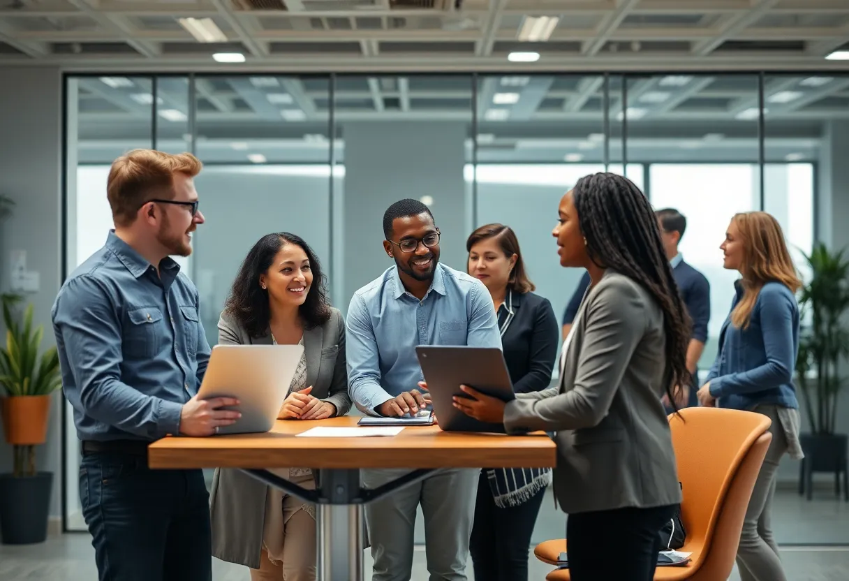 Team of financial professionals in a modern office environment