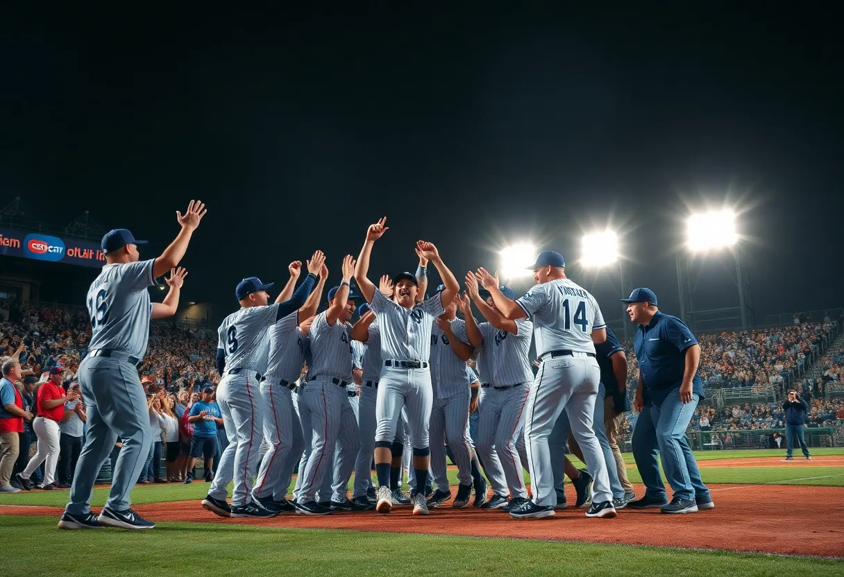 Celebration scene of the Milwaukee Brewers after clinching postseason