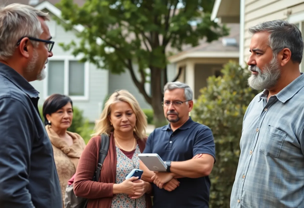 Neighborhood gathering discussing car theft safety measures