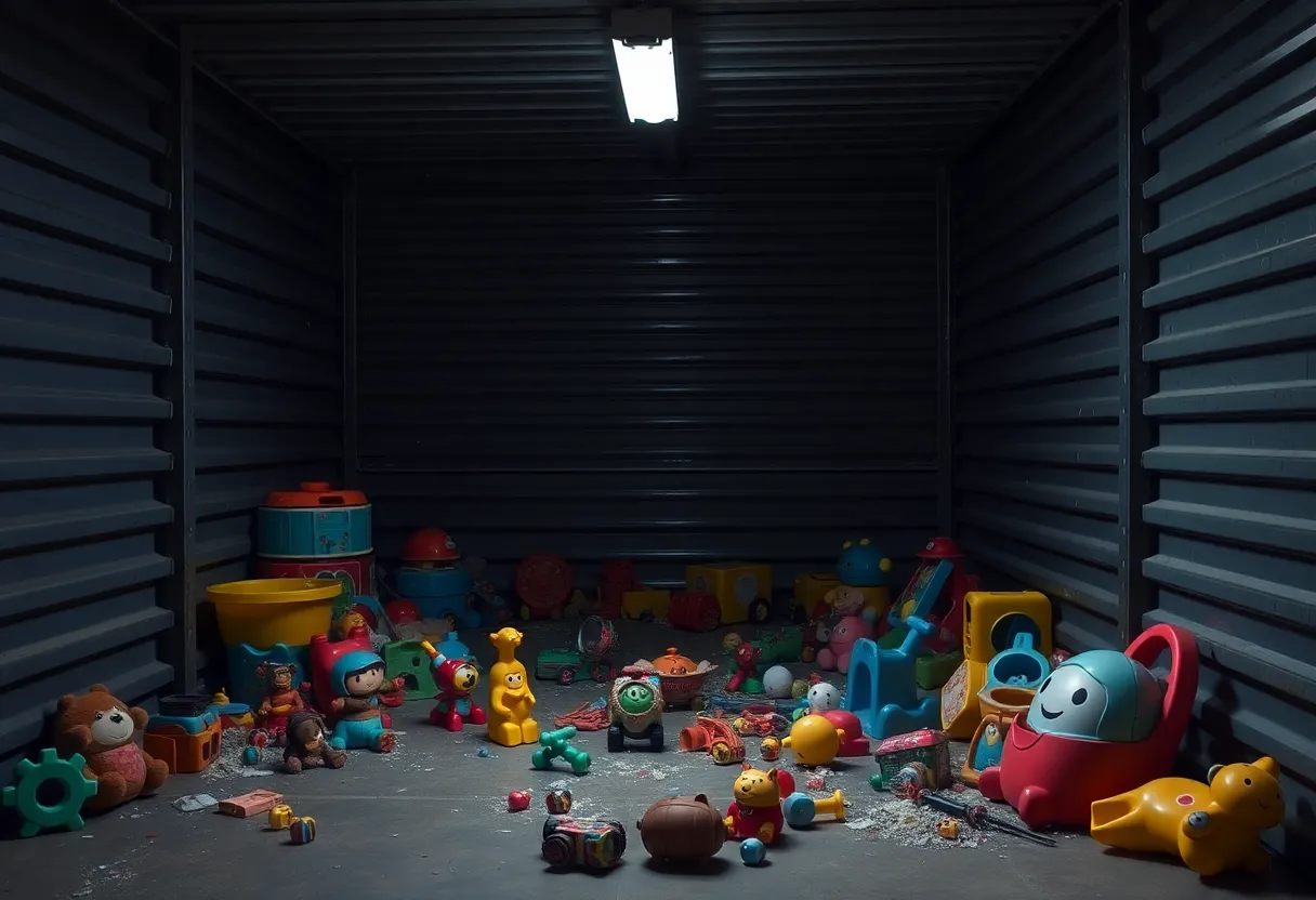 Visual representation of child neglect in a storage unit
