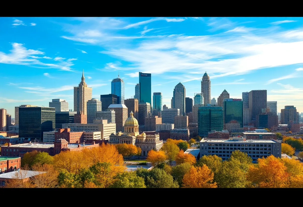 A cityscape of Milwaukee highlighting business and educational growth.
