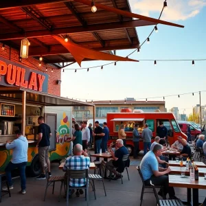 Food truck park and sports bar in Milwaukee with community interaction