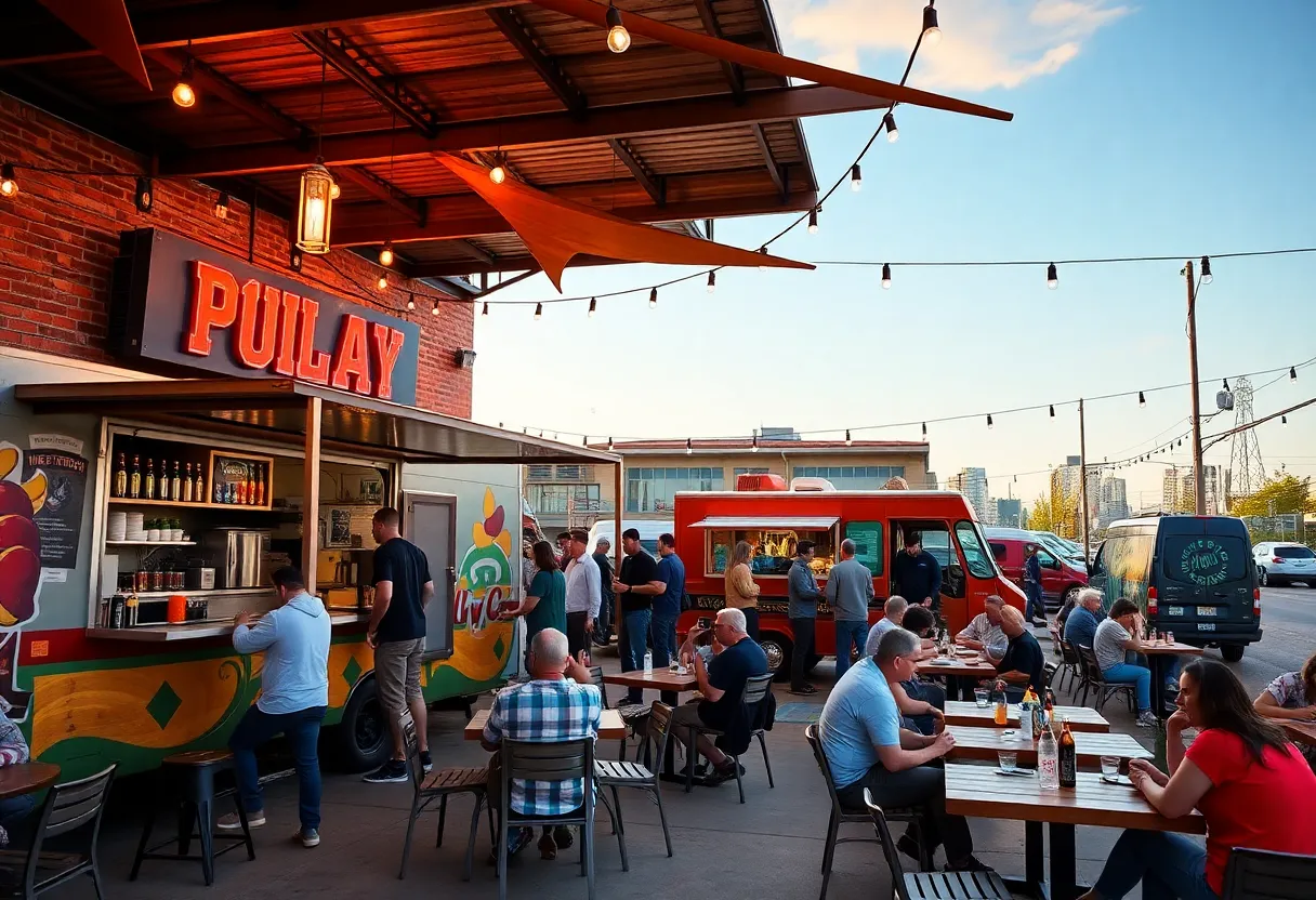 Food truck park and sports bar in Milwaukee with community interaction