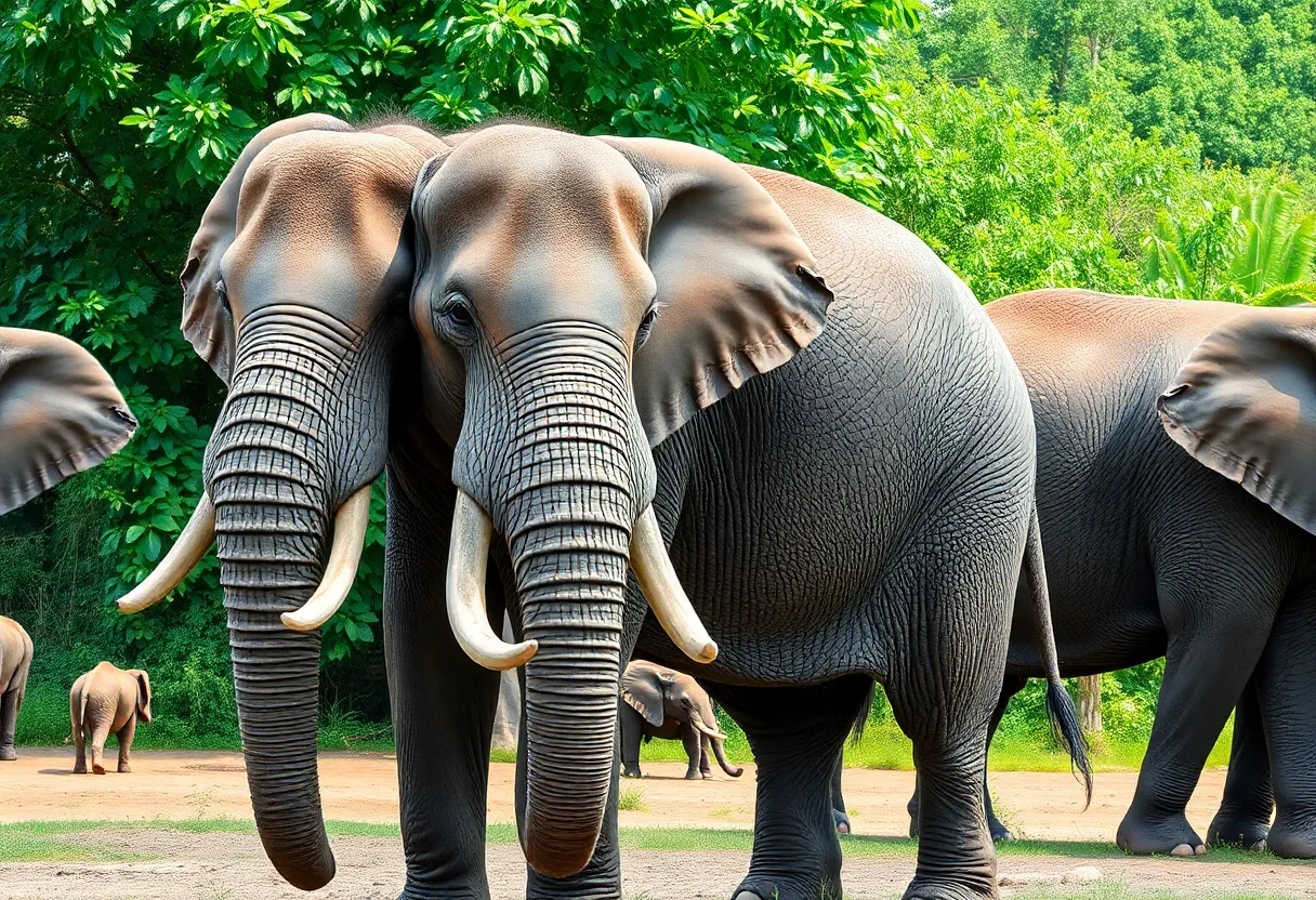 African savanna elephant in a zoo habitat