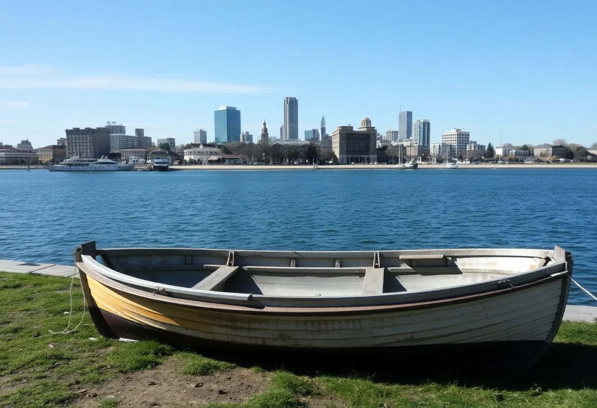 Empty space on Milwaukee lakefront where Deep Thought boat used to be.