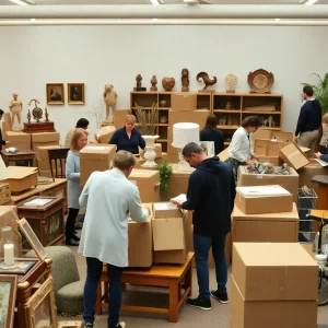 Museum staff packing up items for relocation to the new Nature & Culture Museum in Milwaukee.