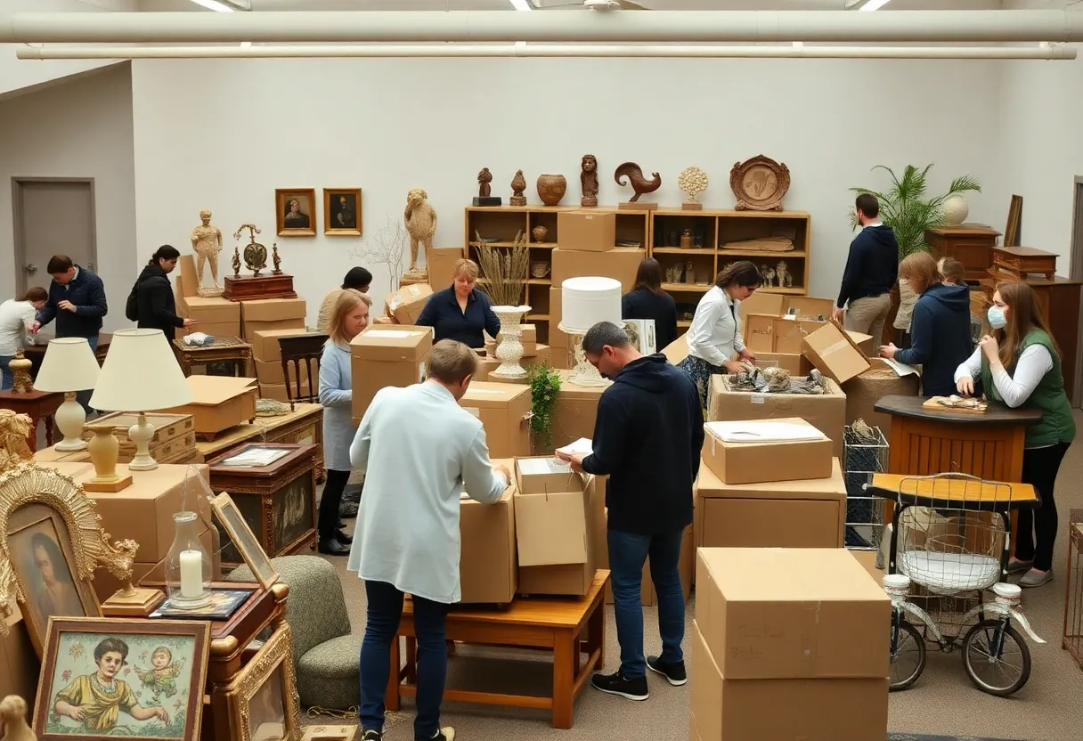 Museum staff packing up items for relocation to the new Nature & Culture Museum in Milwaukee.