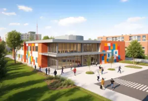 Architectural rendering of the new Public Safety Building in Milwaukee