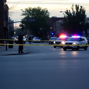 Scene of the shooting incident in Milwaukee with police presence