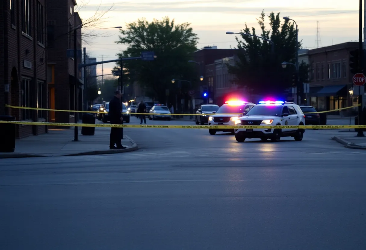 Scene of the shooting incident in Milwaukee with police presence
