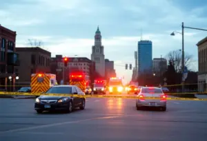 Police presence at a Milwaukee stabbing scene with emergency vehicles