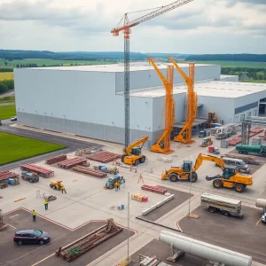 Construction site for Milwaukee Tool expansion in Menomonee Falls, Wisconsin