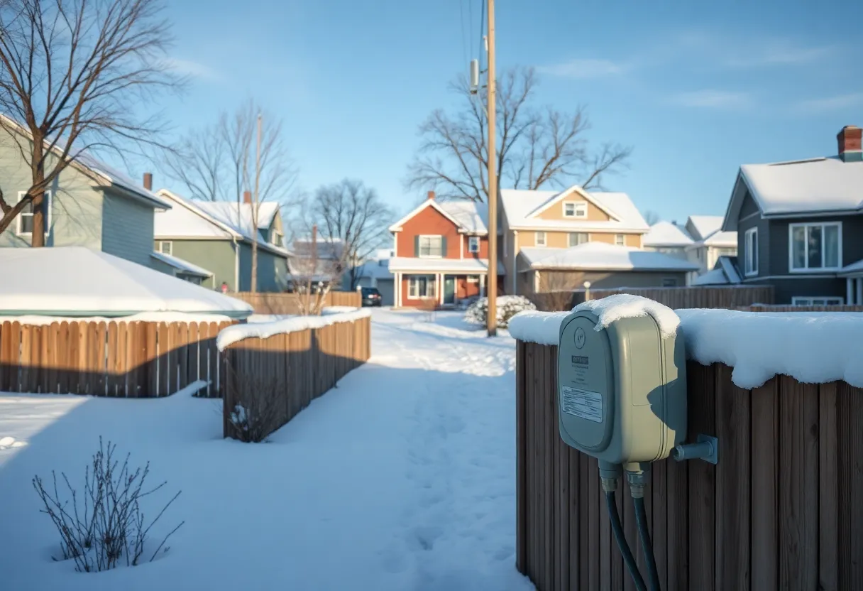 Snow-covered houses in a Milwaukee neighborhood in winter