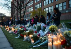 Vigil with candles for victims of youth violence in Milwaukee