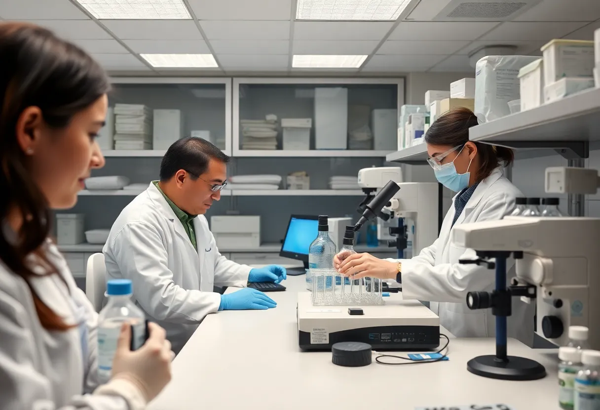 Researchers working in a laboratory focused on breathing rehabilitation studies.