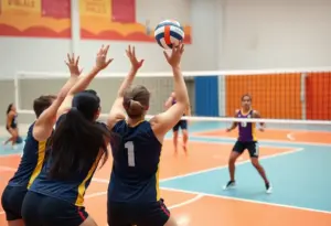 Pepperdine women's volleyball team competing in a match