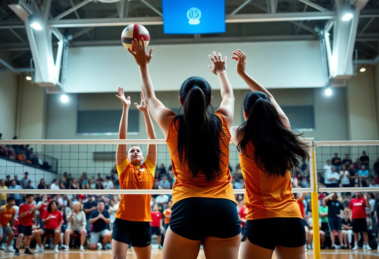 Pepperdine women's volleyball team in action during a match