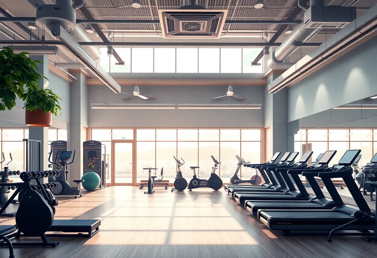 Interior view of a Planet Fitness gym featuring fitness equipment.