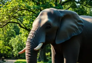 African savanna elephant in a zoo environment