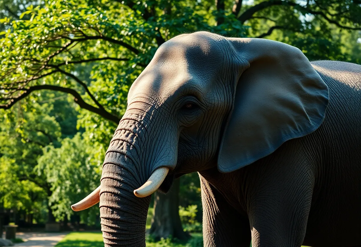African savanna elephant in a zoo environment