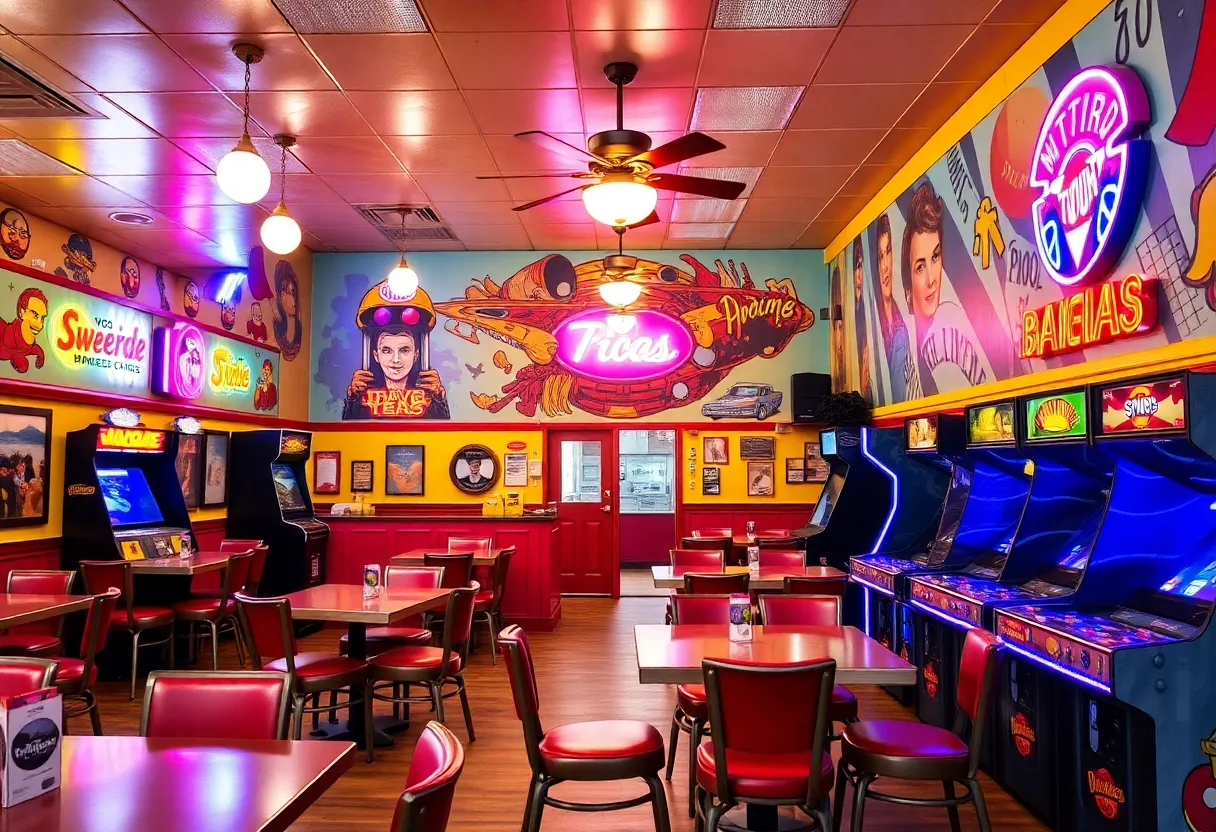 Interior of Summer of '85, a 1980s-themed restaurant in Milwaukee