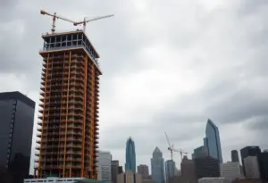 Mass timber high-rise The Edison under construction in Milwaukee