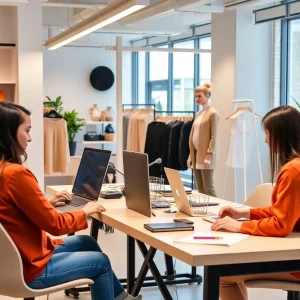 Image of Wantable's corporate office showcasing teamwork and technology in fashion styling.