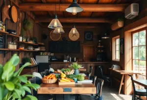 Interior of Braise North Restaurant with rustic decor