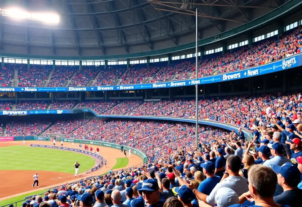 Milwaukee Brewers fans cheering in stadium during NLCS