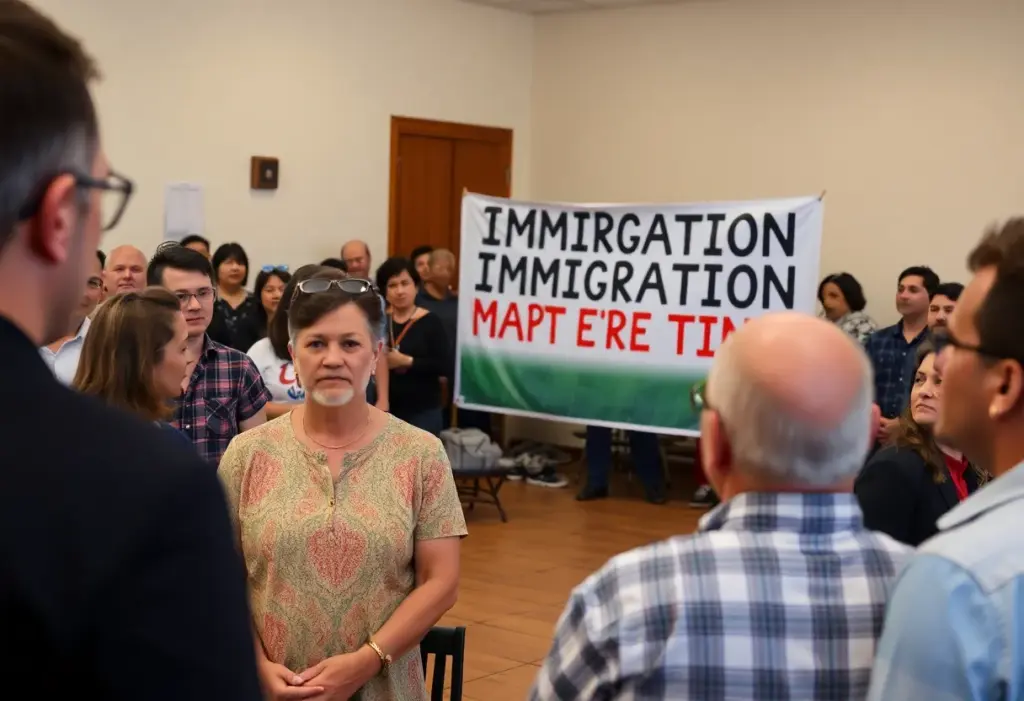 Community members discussing immigration rights