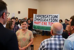 Community members discussing immigration rights