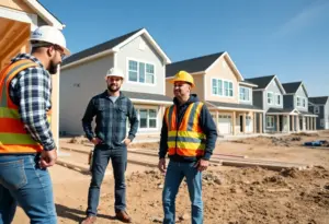 Construction site of Demlang Builders with workers collaborating